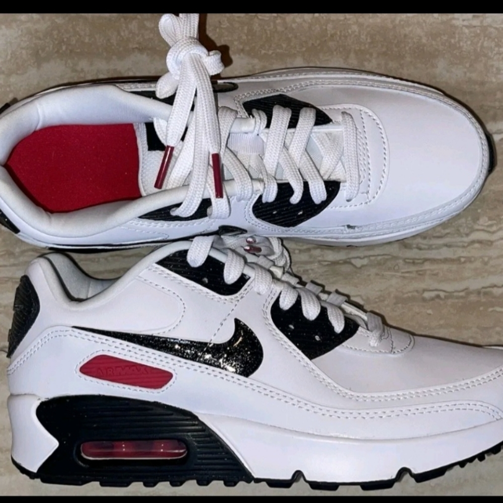 Nike Air Max 90 LTR SE 2 GS WHITE BLACK YOUTH 5.5Y